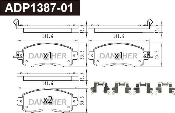 Danaher ADP1387-01 - Гальмівні колодки, дискові гальма autozip.com.ua