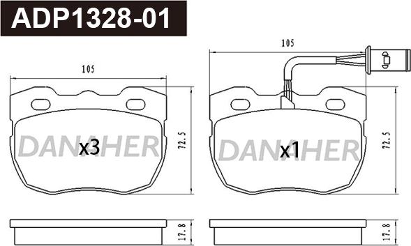 Danaher ADP1328-01 - Гальмівні колодки, дискові гальма autozip.com.ua
