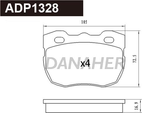 Danaher ADP1328 - Гальмівні колодки, дискові гальма autozip.com.ua