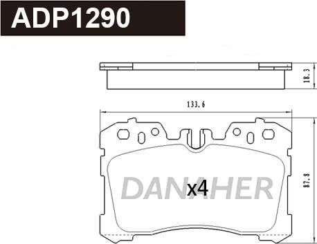 Danaher ADP1290 - Гальмівні колодки, дискові гальма autozip.com.ua