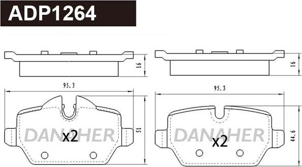 Danaher ADP1264 - Гальмівні колодки, дискові гальма autozip.com.ua