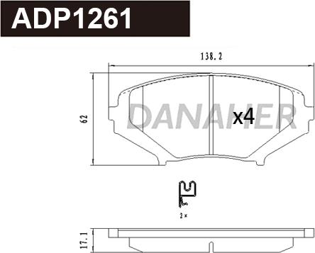 Danaher ADP1261 - Гальмівні колодки, дискові гальма autozip.com.ua