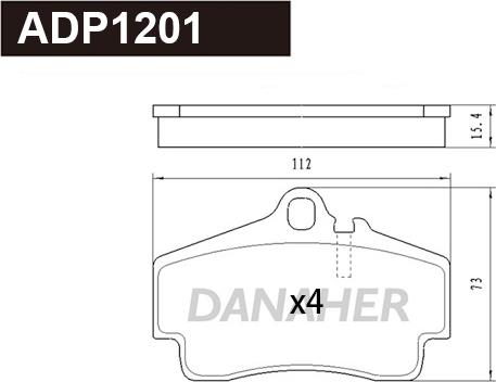 Danaher ADP1201 - Гальмівні колодки, дискові гальма autozip.com.ua