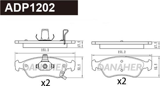 Danaher ADP1202 - Гальмівні колодки, дискові гальма autozip.com.ua