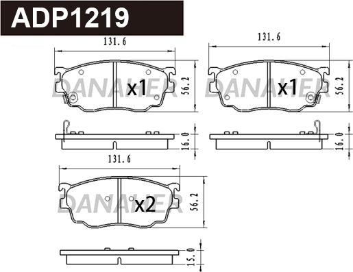 Danaher ADP1219 - Гальмівні колодки, дискові гальма autozip.com.ua