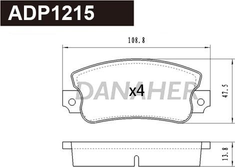 Danaher ADP1215 - Гальмівні колодки, дискові гальма autozip.com.ua