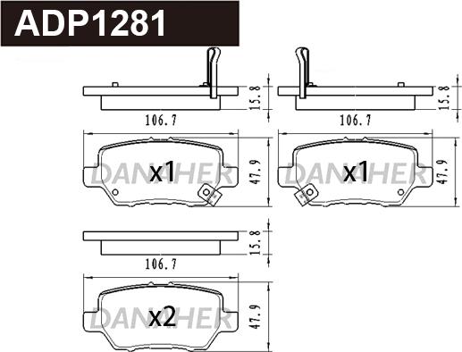 Danaher ADP1281 - Гальмівні колодки, дискові гальма autozip.com.ua