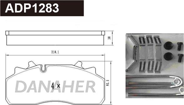 Danaher ADP1283 - Гальмівні колодки, дискові гальма autozip.com.ua