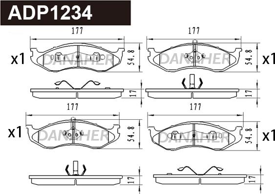 Danaher ADP1234 - Гальмівні колодки, дискові гальма autozip.com.ua