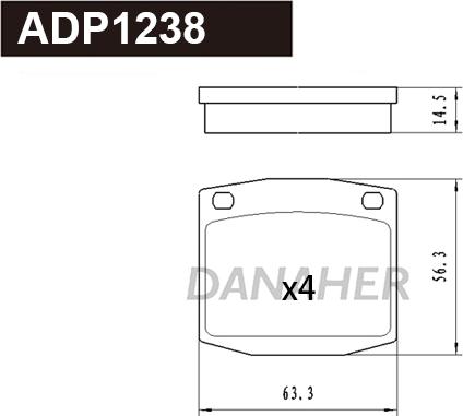 Danaher ADP1238 - Гальмівні колодки, дискові гальма autozip.com.ua