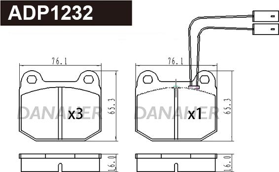 Danaher ADP1232 - Гальмівні колодки, дискові гальма autozip.com.ua