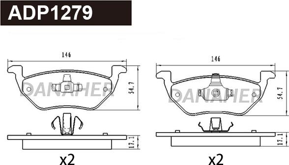 Danaher ADP1279 - Гальмівні колодки, дискові гальма autozip.com.ua