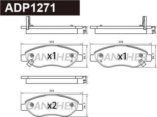 Danaher ADP1271 - Гальмівні колодки, дискові гальма autozip.com.ua