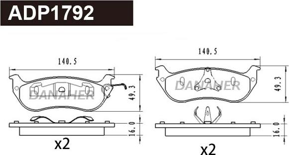 Danaher ADP1792 - Гальмівні колодки, дискові гальма autozip.com.ua