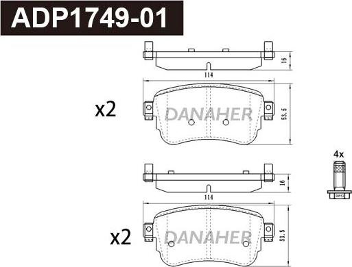 Danaher ADP1749-01 - Гальмівні колодки, дискові гальма autozip.com.ua