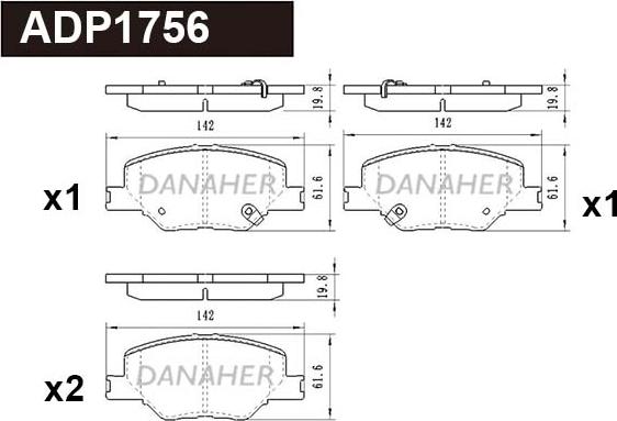 Danaher ADP1756 - Гальмівні колодки, дискові гальма autozip.com.ua