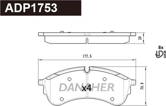 Danaher ADP1753 - Гальмівні колодки, дискові гальма autozip.com.ua