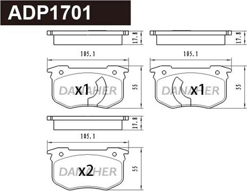 Danaher ADP1701 - Гальмівні колодки, дискові гальма autozip.com.ua