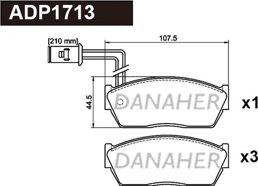 Danaher ADP1713 - Гальмівні колодки, дискові гальма autozip.com.ua