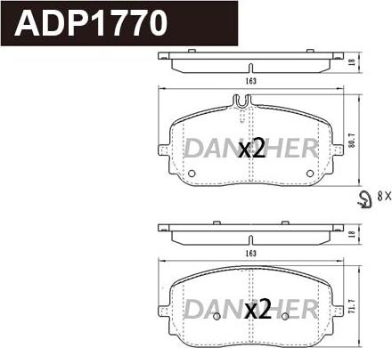 Danaher ADP1770 - Гальмівні колодки, дискові гальма autozip.com.ua
