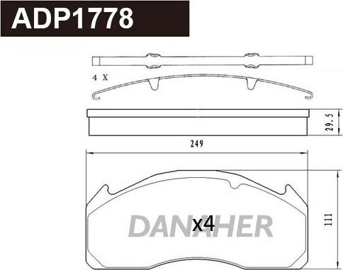 Danaher ADP1778 - Гальмівні колодки, дискові гальма autozip.com.ua