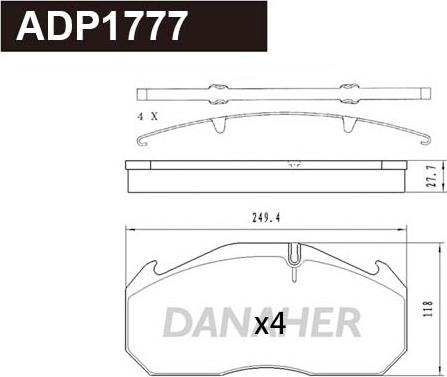 Danaher ADP1777 - Гальмівні колодки, дискові гальма autozip.com.ua