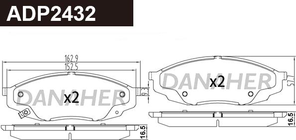 Danaher ADP2432 - Гальмівні колодки, дискові гальма autozip.com.ua