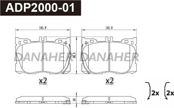 Danaher ADP2000-01 - Гальмівні колодки, дискові гальма autozip.com.ua