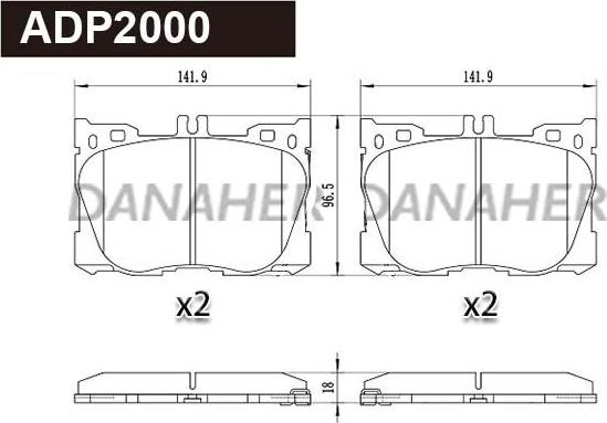 Danaher ADP2000 - Гальмівні колодки, дискові гальма autozip.com.ua