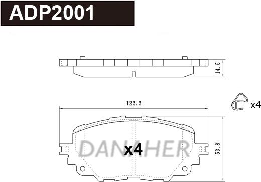 Danaher ADP2001 - Гальмівні колодки, дискові гальма autozip.com.ua