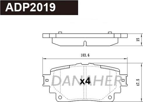 Danaher ADP2019 - Гальмівні колодки, дискові гальма autozip.com.ua