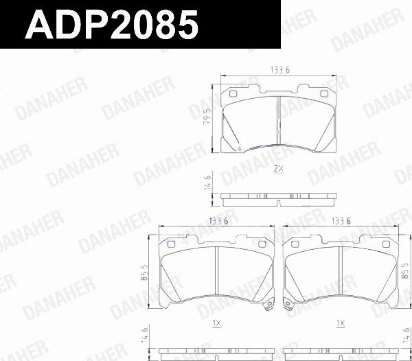 Danaher ADP2085 - Гальмівні колодки, дискові гальма autozip.com.ua
