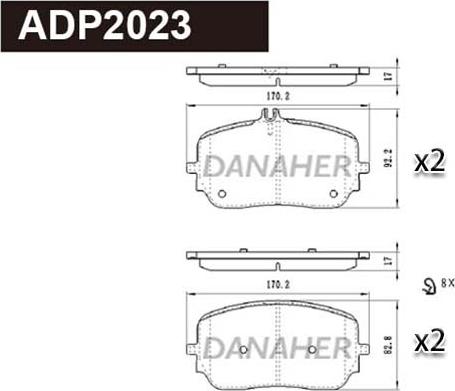 Danaher ADP2023 - Гальмівні колодки, дискові гальма autozip.com.ua