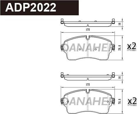 Danaher ADP2022 - Гальмівні колодки, дискові гальма autozip.com.ua