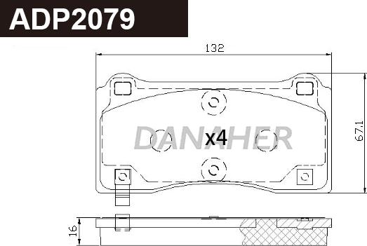 Danaher ADP2079 - Гальмівні колодки, дискові гальма autozip.com.ua