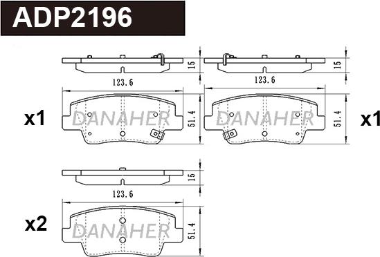 Danaher ADP2196 - Гальмівні колодки, дискові гальма autozip.com.ua
