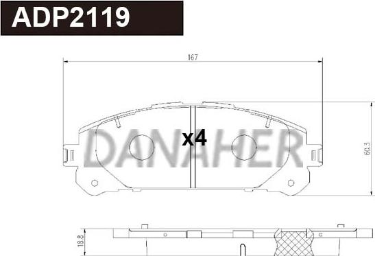 Danaher ADP2119 - Гальмівні колодки, дискові гальма autozip.com.ua