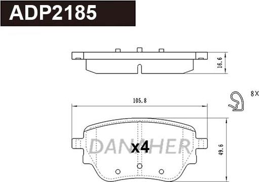 Danaher ADP2185 - Гальмівні колодки, дискові гальма autozip.com.ua