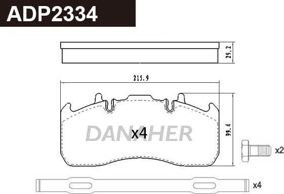 Danaher ADP2334 - Гальмівні колодки, дискові гальма autozip.com.ua