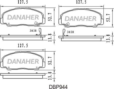 Danaher DBP944 - Гальмівні колодки, дискові гальма autozip.com.ua
