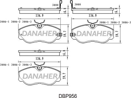 Danaher DBP956 - Гальмівні колодки, дискові гальма autozip.com.ua