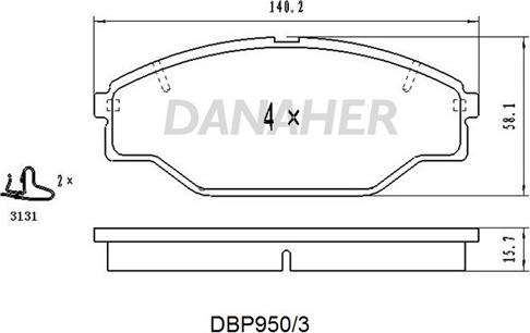 Danaher DBP950/3 - Гальмівні колодки, дискові гальма autozip.com.ua