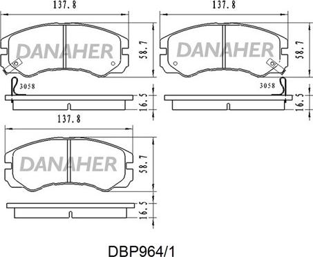 Danaher DBP964/1 - Гальмівні колодки, дискові гальма autozip.com.ua