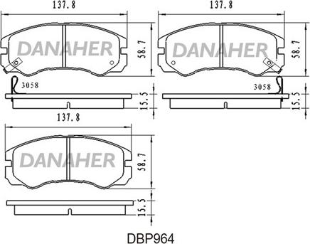 Danaher DBP964 - Гальмівні колодки, дискові гальма autozip.com.ua