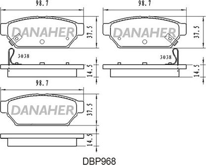 Danaher DBP968 - Гальмівні колодки, дискові гальма autozip.com.ua