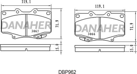 Danaher DBP962 - Гальмівні колодки, дискові гальма autozip.com.ua