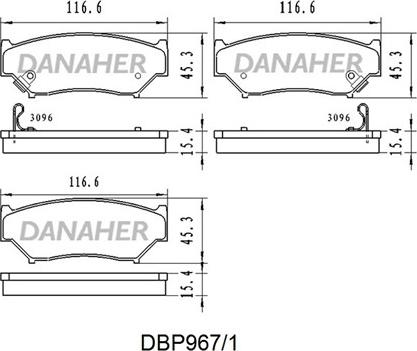 Danaher DBP967/1 - Гальмівні колодки, дискові гальма autozip.com.ua