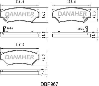 Danaher DBP967 - Гальмівні колодки, дискові гальма autozip.com.ua