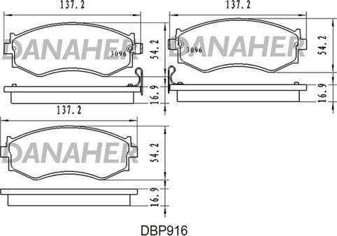 Danaher DBP916 - Гальмівні колодки, дискові гальма autozip.com.ua