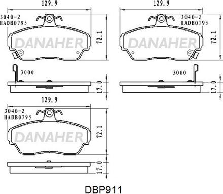 Danaher DBP911 - Гальмівні колодки, дискові гальма autozip.com.ua